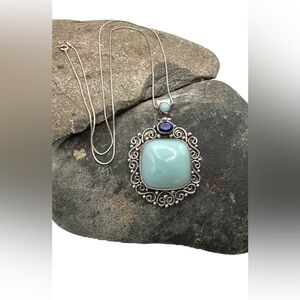 Suarti Bali Sterling Silver Milky Aquamarine Sapphire Pendant Necklace